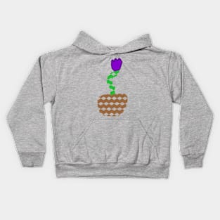 Purple Flower with Checkered Pattern Kids Hoodie